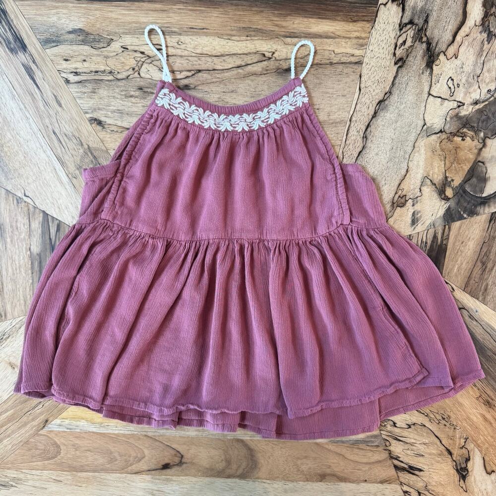 O'Neill Girls Gauze Tiered Babydoll Camisole Top Dusty Pink L